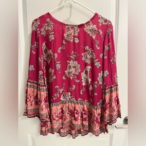 Pink floral blouse